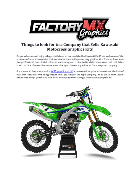 Things to look for in a Company that Sells Kawasaki Motocross Graphics Kits