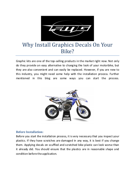 Why Install Graphics Decals On Your Bike?