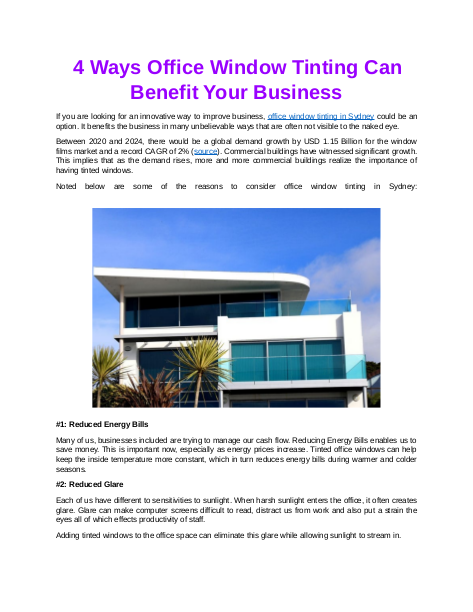4 Ways Office Window Tinting Can Benefit Your Business