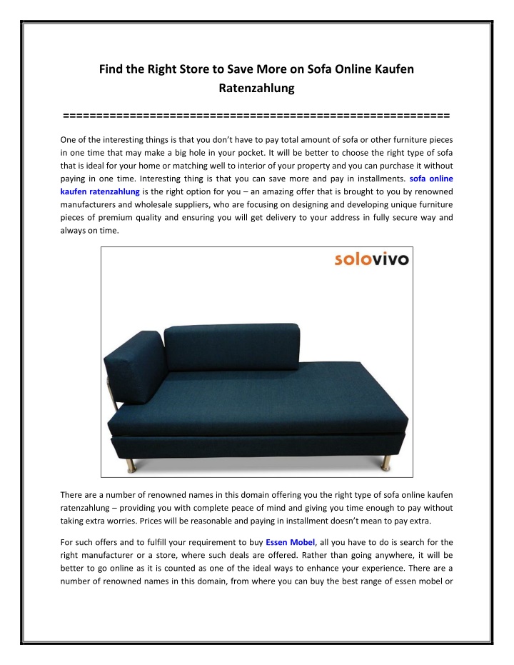 PPT - Find the Right Store to Save More on Sofa Online Kaufen Ratenzahlung PowerPoint Presentation - ID:10780510