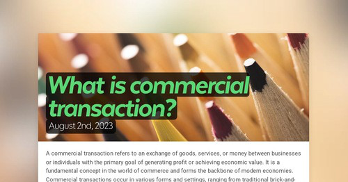What is commercial transaction? | Smore Newsletters